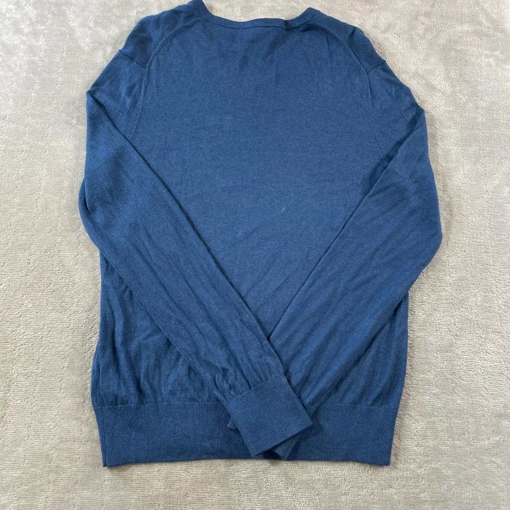 Banana Republic Sweater Mens Medium Blue Luxury Blend Silk Cashmere V Neck